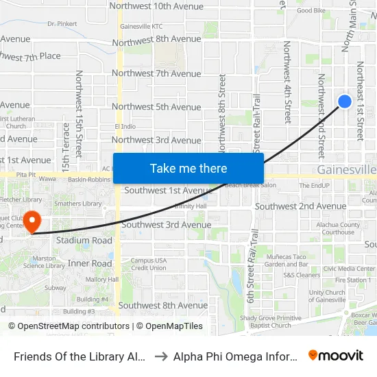 Friends Of the Library Alachua County to Alpha Phi Omega Information Booth map