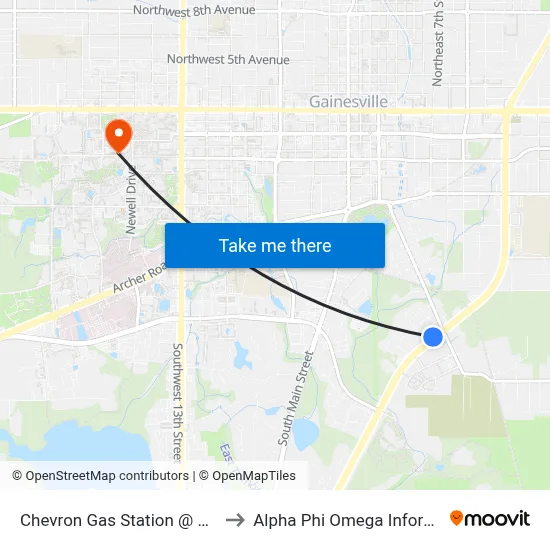 Chevron Gas Station @ Williston Road to Alpha Phi Omega Information Booth map