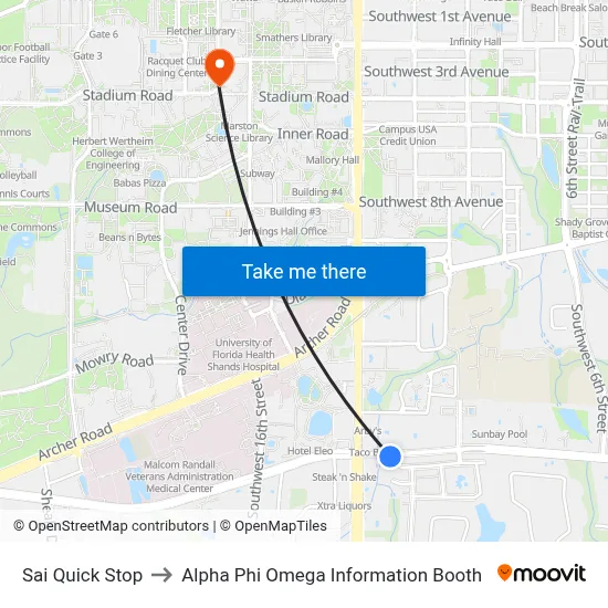 Sai Quick Stop to Alpha Phi Omega Information Booth map