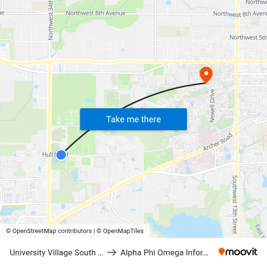 University Village South Apartments to Alpha Phi Omega Information Booth map