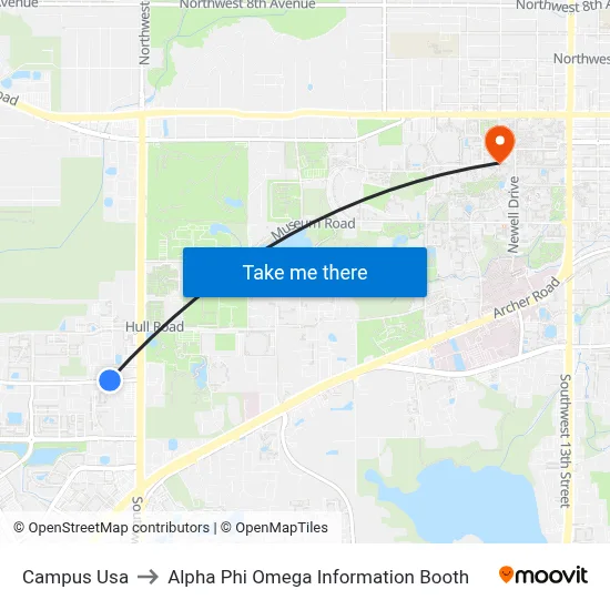 Campus Usa to Alpha Phi Omega Information Booth map