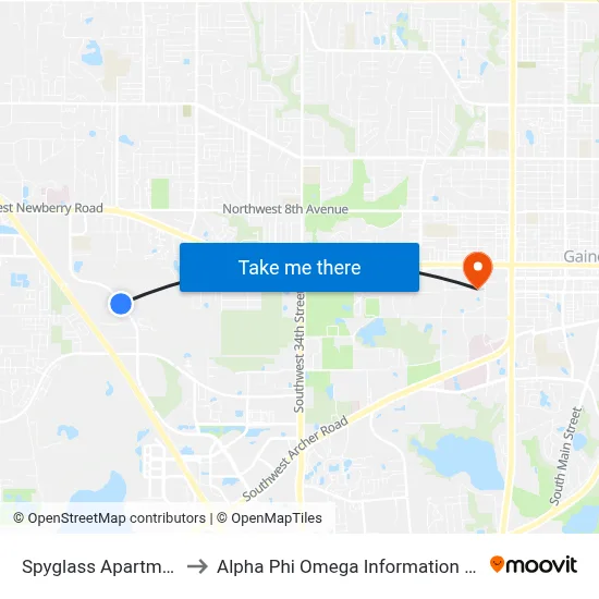 Spyglass Apartments to Alpha Phi Omega Information Booth map