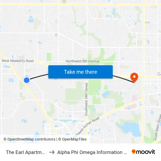 The Earl Apartments to Alpha Phi Omega Information Booth map