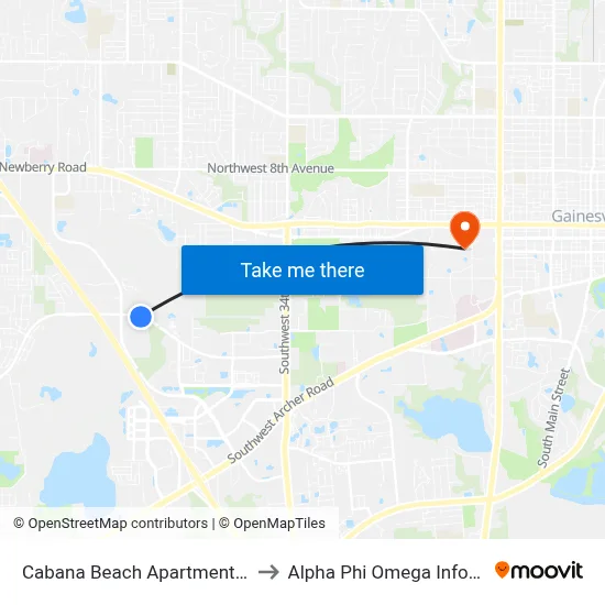 Cabana Beach Apartments (Sw 20th Ave) to Alpha Phi Omega Information Booth map