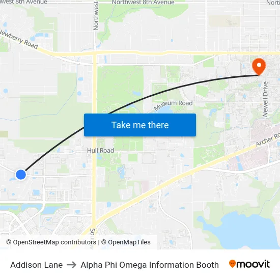 Addison Lane to Alpha Phi Omega Information Booth map
