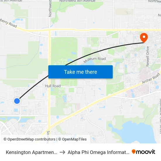 Kensington Apartments South to Alpha Phi Omega Information Booth map