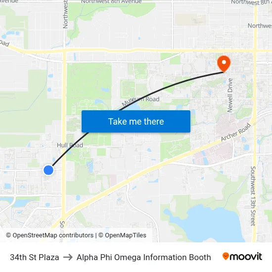 34th St Plaza to Alpha Phi Omega Information Booth map