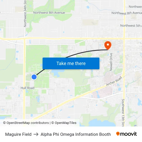 Maguire Field to Alpha Phi Omega Information Booth map