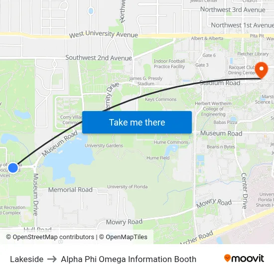 Lakeside to Alpha Phi Omega Information Booth map
