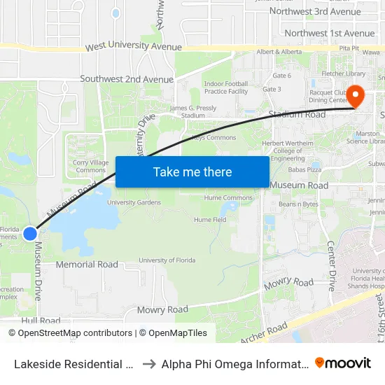 Lakeside Residential Complex to Alpha Phi Omega Information Booth map