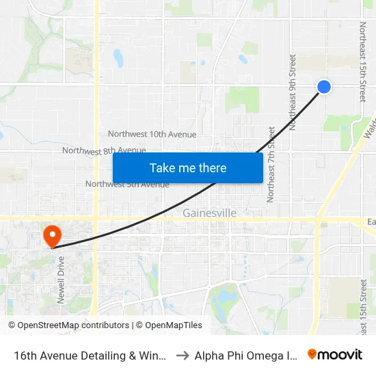 16th Avenue Detailing & Window Tinting (Eastbound) to Alpha Phi Omega Information Booth map