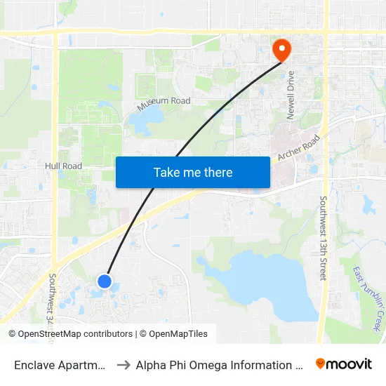 Enclave Apartments to Alpha Phi Omega Information Booth map