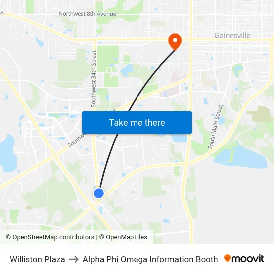 Williston Plaza to Alpha Phi Omega Information Booth map
