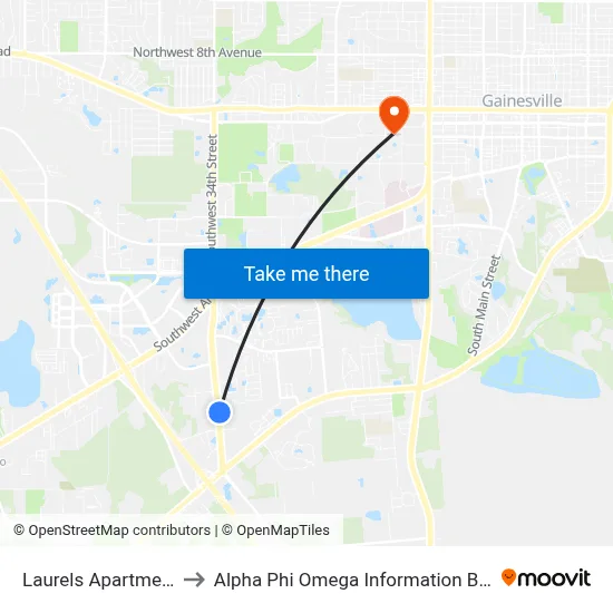 Laurels Apartments to Alpha Phi Omega Information Booth map