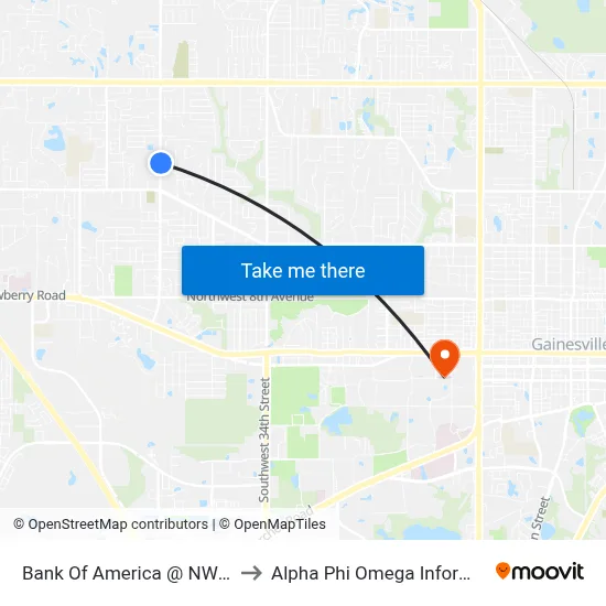 Bank Of America @ NW 43rd Street to Alpha Phi Omega Information Booth map