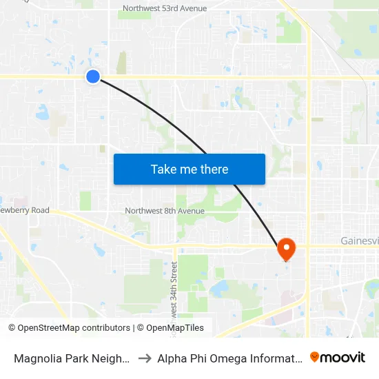 Magnolia Park Neighborhood to Alpha Phi Omega Information Booth map