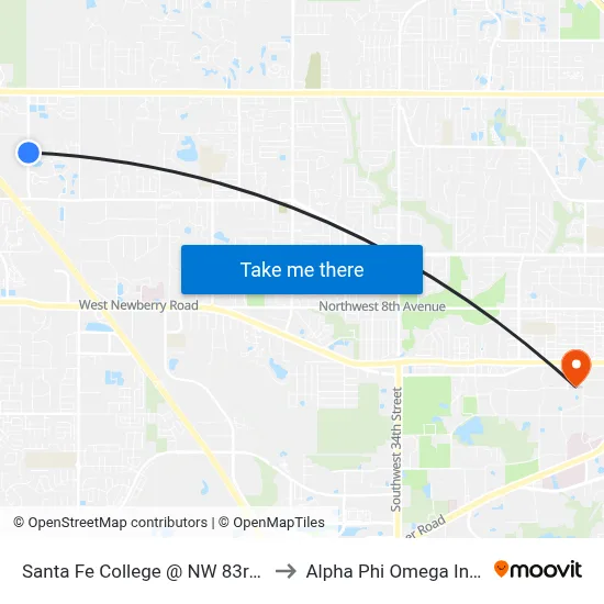 Santa Fe College @ NW 83rd Street (Northbound) to Alpha Phi Omega Information Booth map