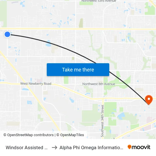Windsor Assisted Living to Alpha Phi Omega Information Booth map