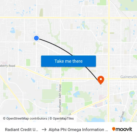 Radiant Credit Union to Alpha Phi Omega Information Booth map
