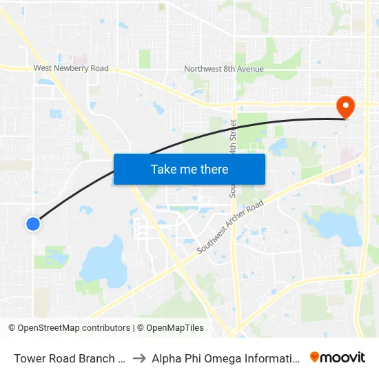 Tower Road Branch Library to Alpha Phi Omega Information Booth map