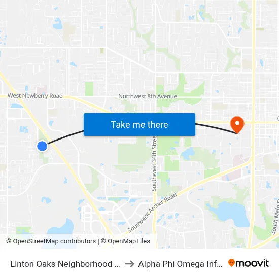Linton Oaks Neighborhood @ SW 63rd Terrace to Alpha Phi Omega Information Booth map