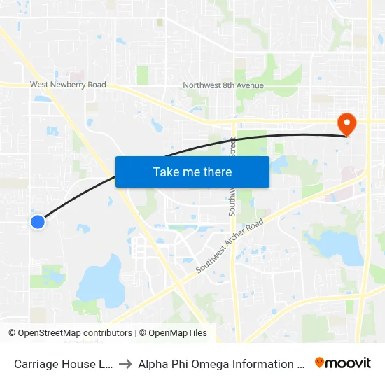 Carriage House Lane to Alpha Phi Omega Information Booth map