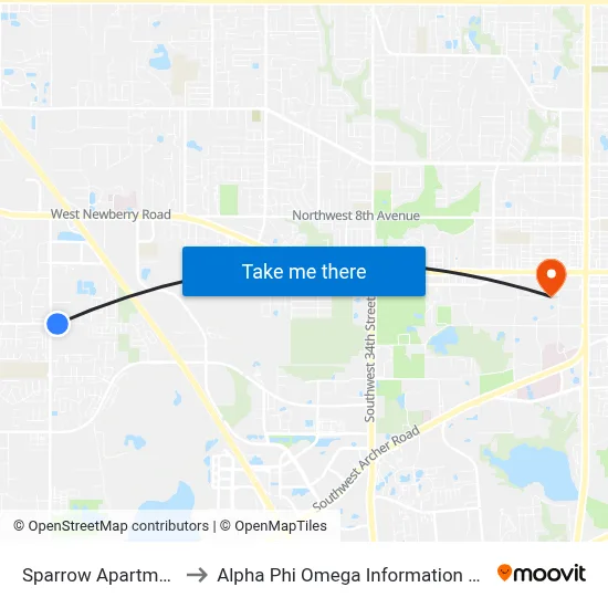 Sparrow Apartments to Alpha Phi Omega Information Booth map