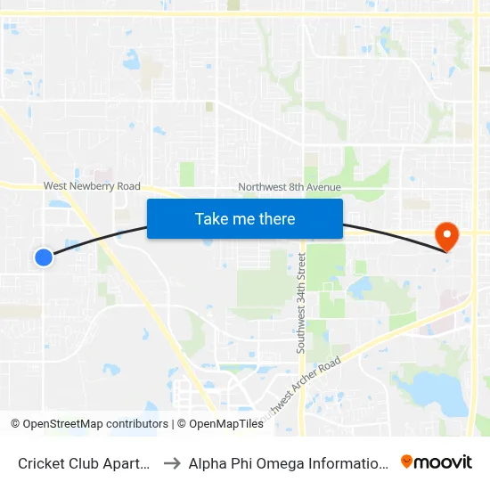 Cricket Club Apartments to Alpha Phi Omega Information Booth map