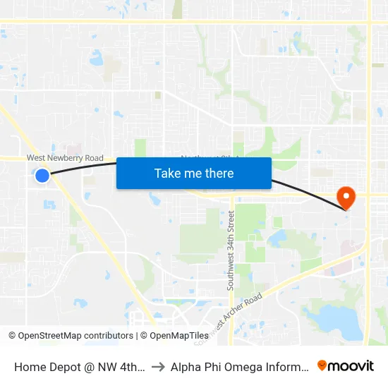 Home Depot @ NW 4th Boulevard to Alpha Phi Omega Information Booth map