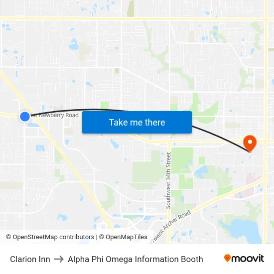 Clarion Inn to Alpha Phi Omega Information Booth map