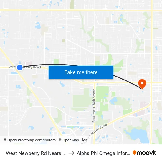 West Newberry Rd Nearside NW 69th Ter to Alpha Phi Omega Information Booth map