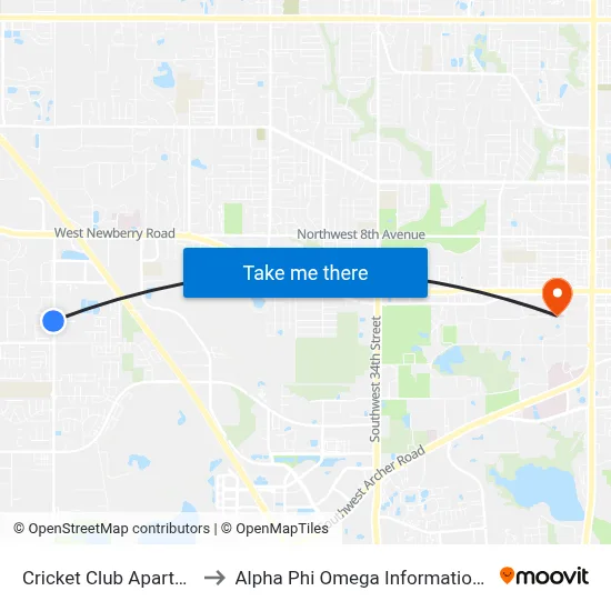 Cricket Club Apartments to Alpha Phi Omega Information Booth map