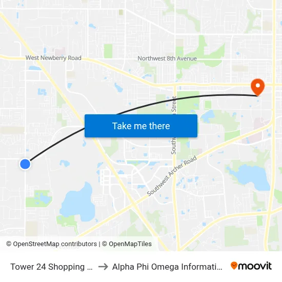 Tower 24 Shopping Center to Alpha Phi Omega Information Booth map