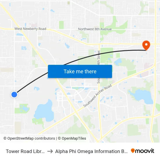 Tower Road Library to Alpha Phi Omega Information Booth map