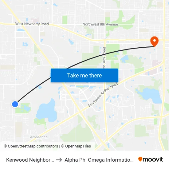 Kenwood Neighborhood to Alpha Phi Omega Information Booth map