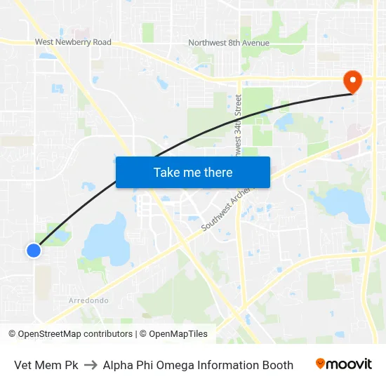 Vet Mem Pk to Alpha Phi Omega Information Booth map