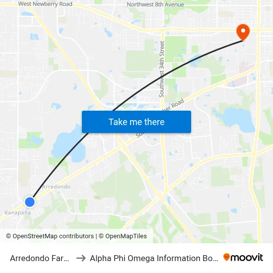 Arredondo Farms to Alpha Phi Omega Information Booth map