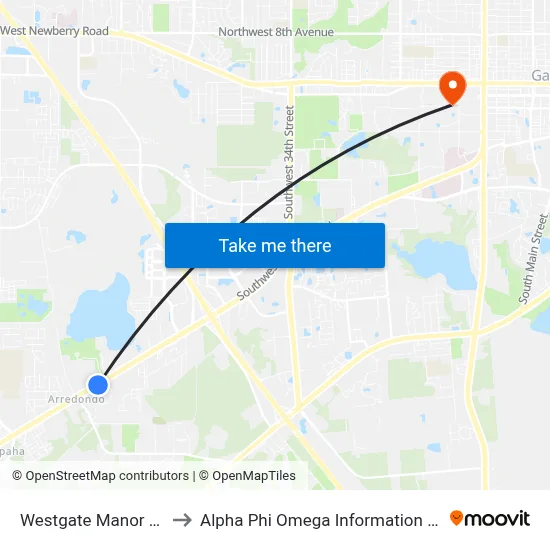 Westgate Manor Park to Alpha Phi Omega Information Booth map