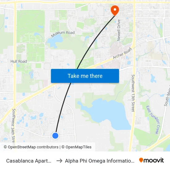 Casablanca Apartments to Alpha Phi Omega Information Booth map