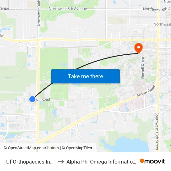 Uf Orthopaedics Institute to Alpha Phi Omega Information Booth map