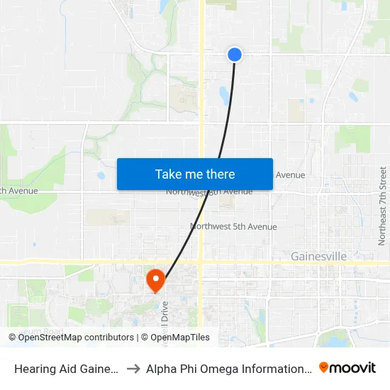 Hearing Aid Gainesville to Alpha Phi Omega Information Booth map