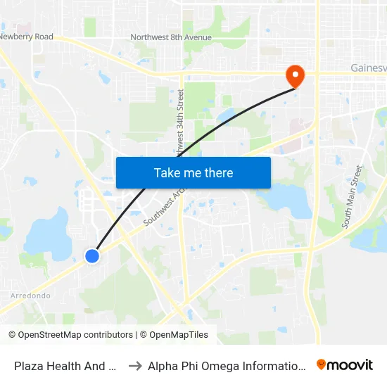 Plaza Health And Rehab to Alpha Phi Omega Information Booth map
