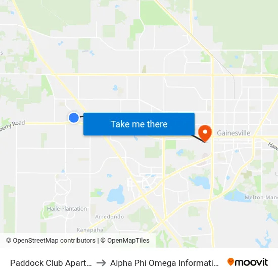 Paddock Club Apartments to Alpha Phi Omega Information Booth map