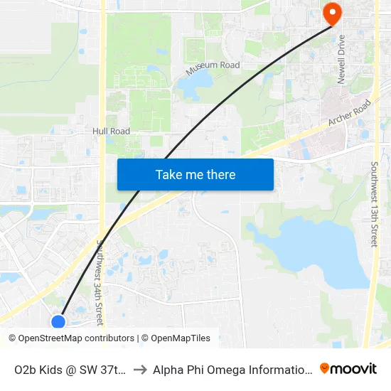 O2b Kids @ SW 37th Blvd to Alpha Phi Omega Information Booth map