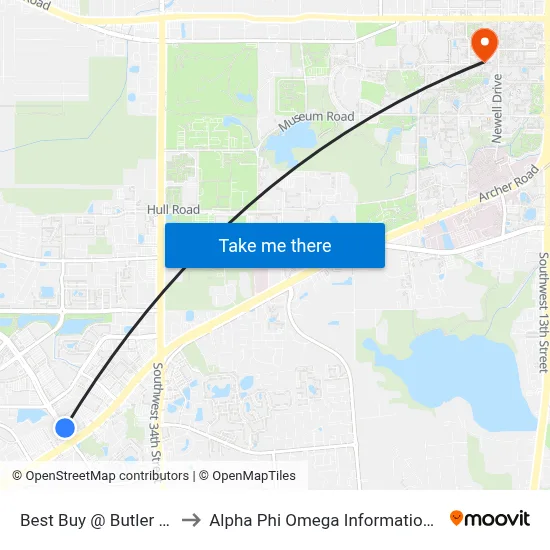 Best Buy @ Butler Plaza to Alpha Phi Omega Information Booth map