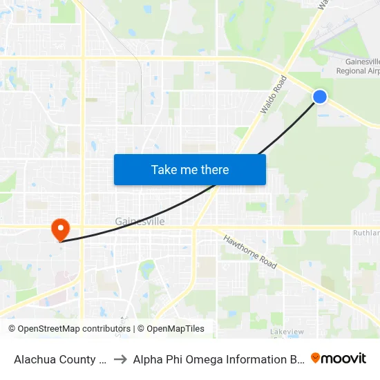 Alachua County Jail to Alpha Phi Omega Information Booth map