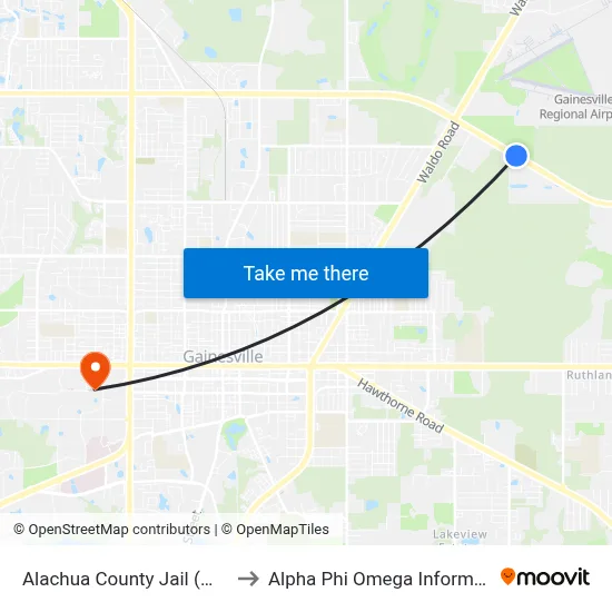 Alachua County Jail (Westbound) to Alpha Phi Omega Information Booth map