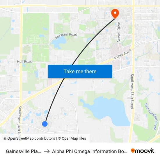 Gainesville Place to Alpha Phi Omega Information Booth map