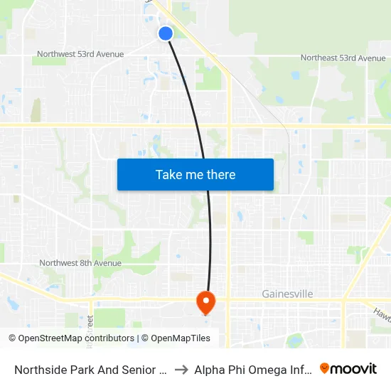 Northside Park And Senior Recreational Center to Alpha Phi Omega Information Booth map
