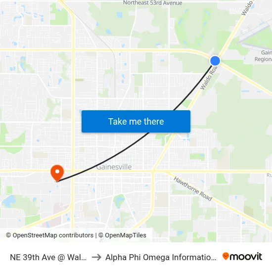 NE 39th Ave @ Waldo Rd to Alpha Phi Omega Information Booth map